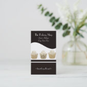 黒い背景のカップケーキの名刺 名刺 (スタンド正面)