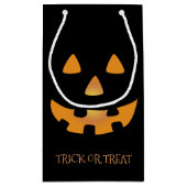 黒い背景のジャックのoのランタンの顔 スモールペーパーバッグ (裏面)