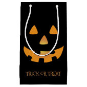 黒い背景のジャックのoのランタンの顔 スモールペーパーバッグ (正面)