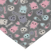 黒い背景のスカルおよびハート ショートテーブルランナー (コーナー)