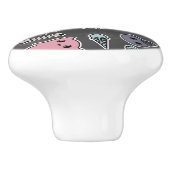 黒い背景のスカルおよびハート セラミックノブ (側面)