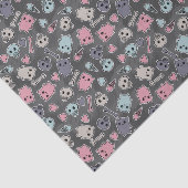 黒い背景のスカルおよびハート 薄葉紙 (詳細)