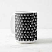 黒い背景のスケルトンの頭蓋骨 コーヒーマグカップ (正面左)