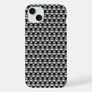 黒い背景のスケルトンの頭蓋骨 iPhone 15 PLUSケース