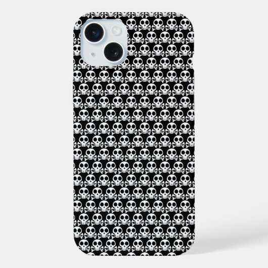 黒い背景のスケルトンの頭蓋骨 iPhoneケース (裏面)