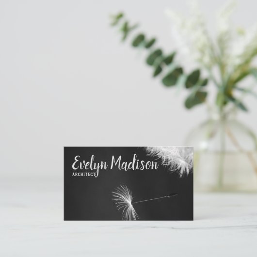 黒い背景のタンポポ 名刺 (スタンド正面)