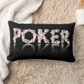 黒い背景のトランプのポーカーのロゴ ランバークッション (ブランケット)