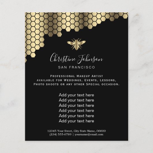 黒い背景のハチの巣 チラシ (正面)