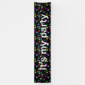 黒い背景のパーティーパターン 横断幕 (縦)