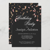 黒い背景のピンクと金ゴールドのグリッター紙吹雪 (正面/裏面)