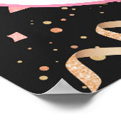 黒い背景のピンクと金ゴールドのグリッター紙吹雪 ポスター (角)