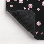 黒い背景のピンクダイヤモンド マウスパッド (コーナー)