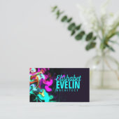 黒い背景のピンクフローy788 名刺 (スタンド正面)