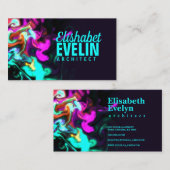 黒い背景のピンクフローy788 名刺 (正面/裏面)