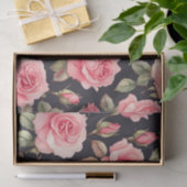 黒い背景のピンク色のバラ 薄葉紙 (ギフト)