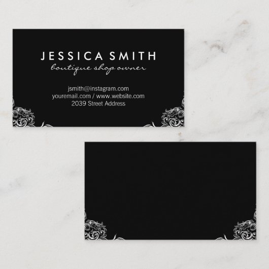 黒い背景のファンシーコーナー 名刺 (正面/裏面)