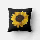 黒い背景のリアルなヒマワリ クッション (裏面)