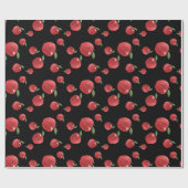 黒い背景のリンゴ ラッピングペーパー (フラット)