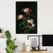 黒い背景のヴィンテージバラ ポスター (ホームオフィス)