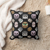 黒い背景の上にかわいいフクロウイラストレーション クッション (ブランケット)
