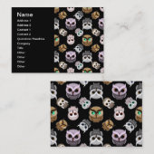 黒い背景の上にかわいいフクロウイラストレーション 名刺 (正面/裏面)