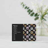 黒い背景の上にかわいいフクロウイラストレーション 名刺 (スタンド正面)