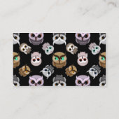 黒い背景の上にかわいいフクロウイラストレーション 名刺 (裏面)