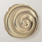 黒い背景の上に巨大な「金ゴールド」スパイラルがある ラウンドクッション (正面)