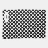 黒い背景の上に白い水玉模様を2 キッチンタオル (横)