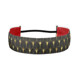 黒い背景の光沢のある金ゴールドアールデコパターン アスレチックヘッドバンド
