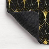 黒い背景の光沢のある金ゴールドアールデコパターン マウスパッド (コーナー)