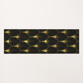 黒い背景の光沢のある金ゴールドアールデコパターン ヨガマット (裏面(横))