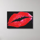黒い背景の唇(赤)キャンバスプリント キャンバスプリント (正面)