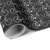 黒い背景の多くの白い自転車アイコン ラッピングペーパー (ロールコーナー)