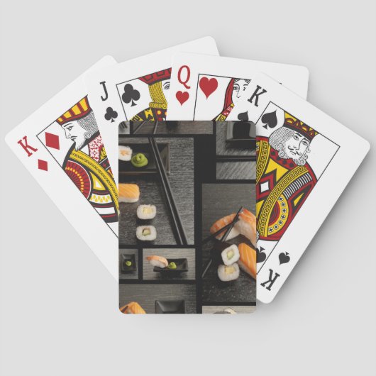 黒い背景の寿司のコレクション トランプ (裏面)