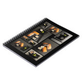 黒い背景の寿司のコレクション ノートブック (左側)