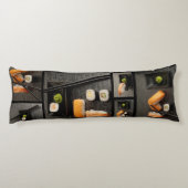 黒い背景の寿司のコレクション ボディピロー (裏面)