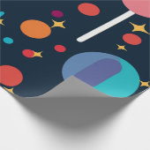 黒い背景の幾何学的な形状と星 ラッピングペーパー (角)