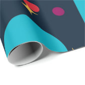 黒い背景の幾何学的な形状と星 ラッピングペーパー (ロールコーナー)