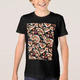 黒い背景の抽象的なピザスライス トライブレンドTシャツ