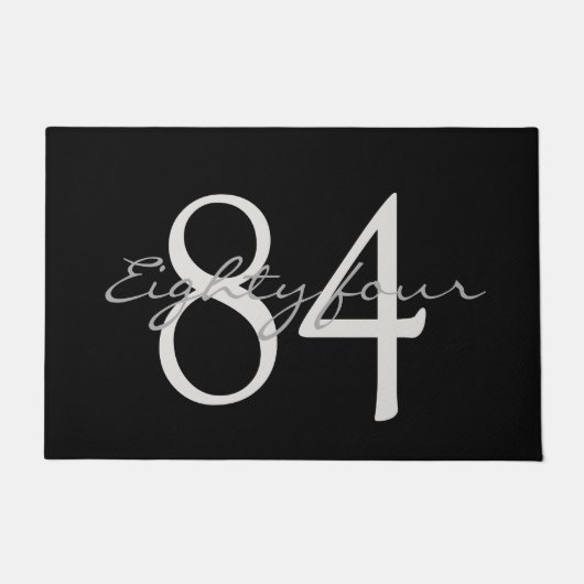 黒い背景の文字と数値 ドアマット (正面)