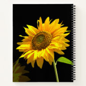 黒い背景の明るいひまわり ノートブック (裏面)