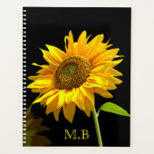 黒い背景の明るいひまわり プランナー手帳 (正面)