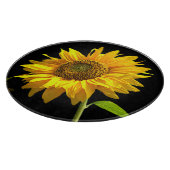 黒い背景の明るいヒマワリ カッティングボード (角)