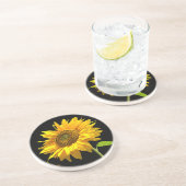 黒い背景の明るいヒマワリ コースター (側面)