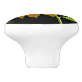 黒い背景の明るいヒマワリ セラミックノブ (側面)