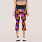 黒い背景の明るい色の正方形 カプリレギンス (正面)