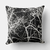 黒い背景の木の枝 クッション (裏面)