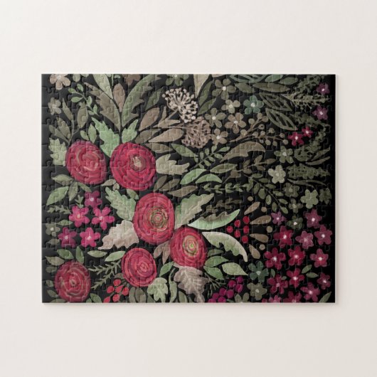 黒い背景の水色バラ、水色 ジグソーパズル (横)