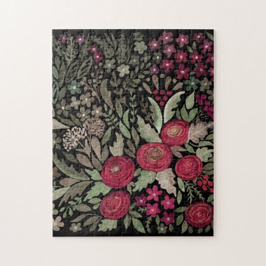 黒い背景の水色バラ、水色 ジグソーパズル (縦)